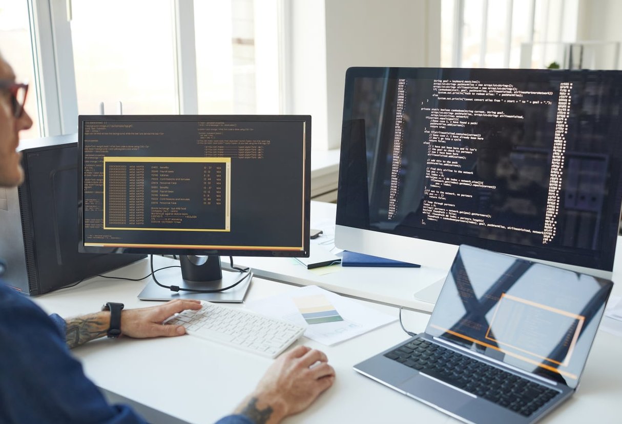 web developer laptop code